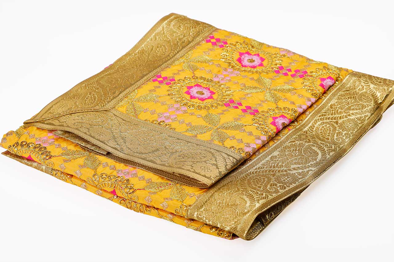 Yellow Shade Heavy Embroided Double Rumala Sahib